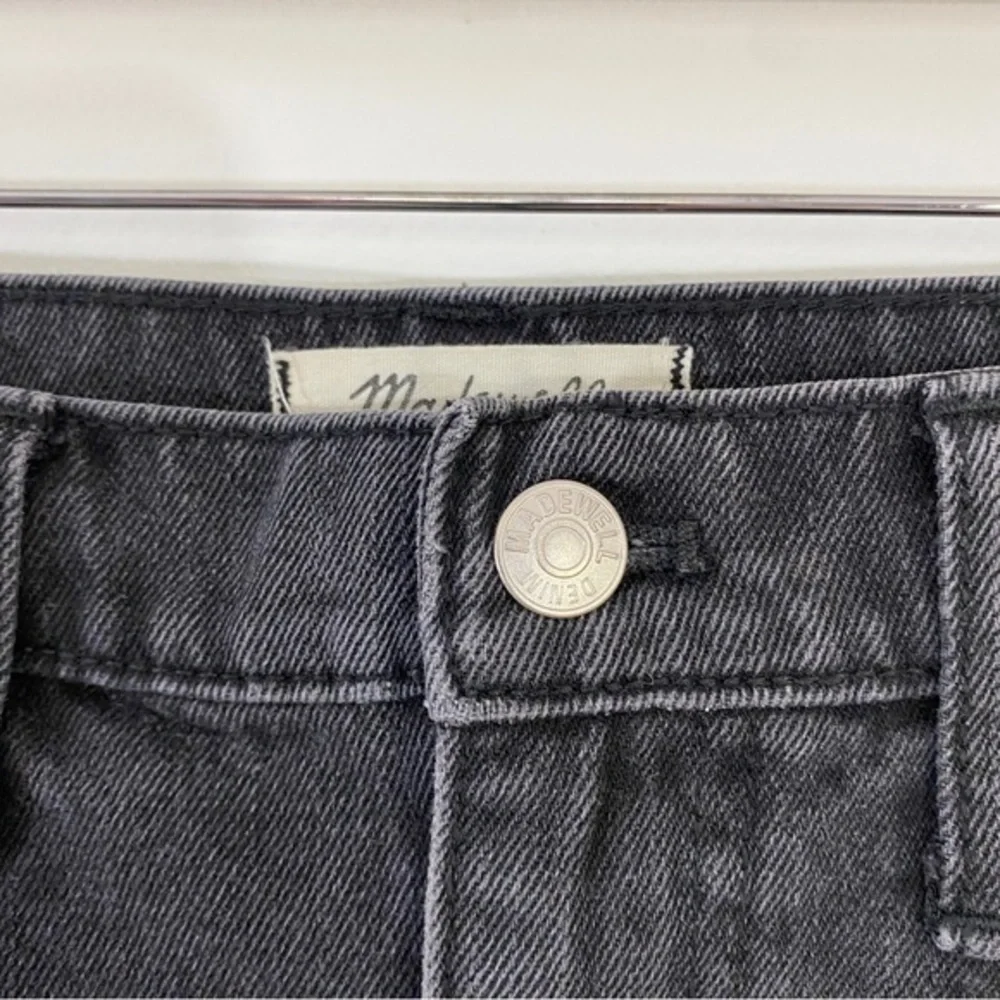 Madewell 28 Rigid A-Line Black Denim Jean‎ Skirt Frayed Hem